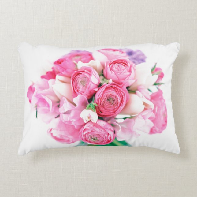 Roze bloemen Accent Pillow Decoratief Kussen (Voorkant)