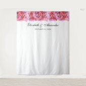 Roze bloemen achtergrond. Bloemige trouw achtergro Wandkleed (Voorkant)