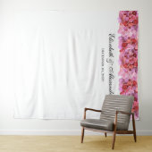 Roze bloemen achtergrond. Bloemrijke trouw achterg Wandkleed (In Situ (horizontaal))