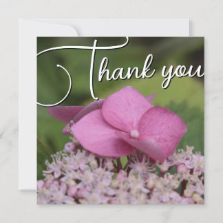 Roze bloemen achtergrond groen aanpasbare tekst bedankkaart