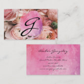 Roze bloemen achtergrond visitekaartje (Voorkant / Achterkant)