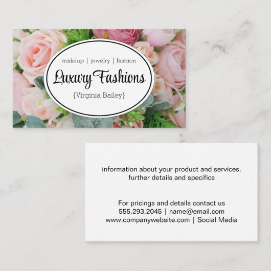 Roze bloemen achtergrond visitekaartje (Voorkant / Achterkant)