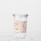 Roze bloemen acryl drinkbeker (Rechts)