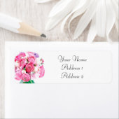 Roze bloemen Adresetiketten Etiket (Insitu)