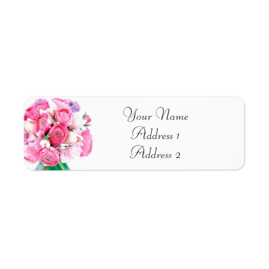 Roze bloemen Adresetiketten Etiket (Voorkant)