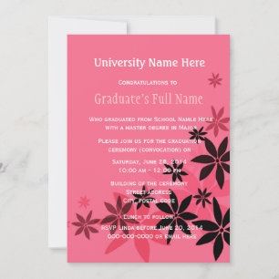 Roze bloemen afstudeerceremonie (convocatie) kaart