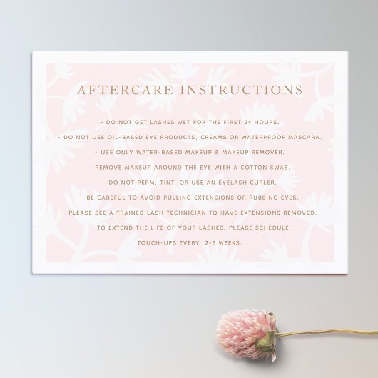 Roze Bloemen AfterCare voor Lash Extensions Salon Visitekaartje