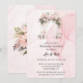 Roze Bloemen Alcohol Ink Boog Trouwdouche Kaart (Voorkant / Achterkant)