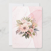 Roze Bloemen Alcohol Ink Boog Trouwdouche Kaart (Achterkant)