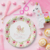 Roze Bloemen Alfabet Papieren Bordje (Feest)