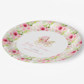 Roze Bloemen Alfabet Papieren Bordje (Gekanteld)