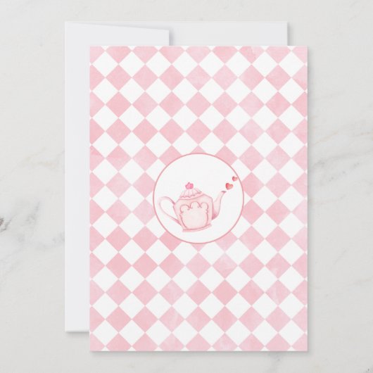 Roze Bloemen Alice In Onederland 1e Verjaardag Kaart (Achterkant)