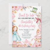 Roze Bloemen Alice In Wonderland Verjaardag Kaart (Voorkant)