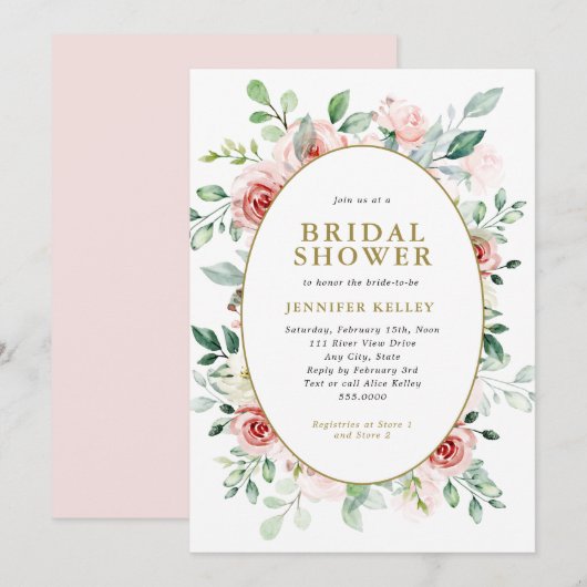 Roze bloemen All-over Design Vrijgezellenfeest Kaart (Voorkant / Achterkant)