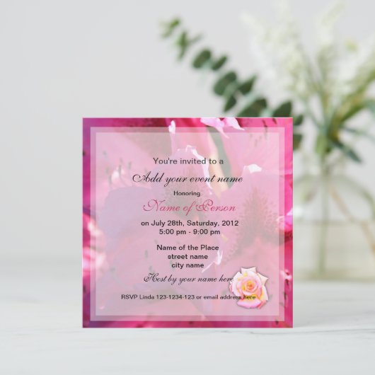 Roze bloemen alle feestelijke uitnodigingen. kaart (Staand voorkant)