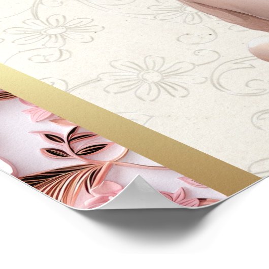 Roze Bloemen Anand Karaj Sikh Bruiloft Welkomstbor Poster (Hoek)