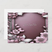 Roze bloemen ansichtkaart briefkaart (Voorkant / Achterkant)