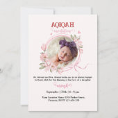 Roze Bloemen Aqeeqah- Aqiqah- Uitnodiging (Voorkant)