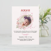 Roze Bloemen Aqeeqah- Aqiqah- Uitnodiging (Staand voorkant)
