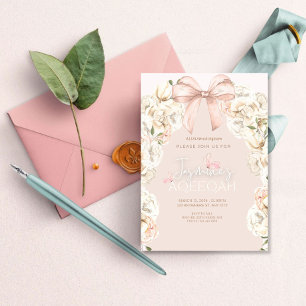 Roze Bloemen Aqiqah Uitnodiging