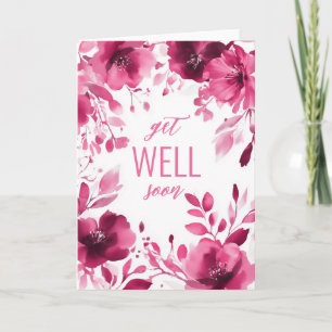 Roze Bloemen Aquarel BETERE JE SNEL OP MAATWERK Kaart