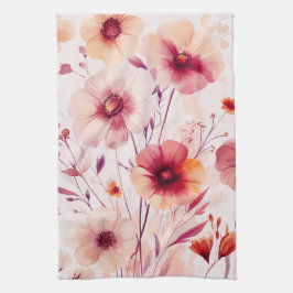 Roze Bloemen Aquarel Bloesems Elegant  Theedoek