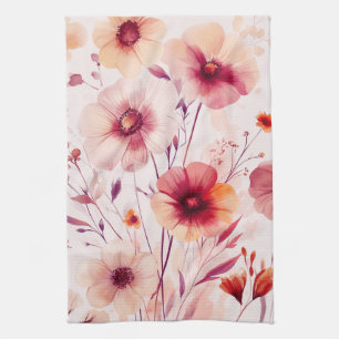 Roze Bloemen Aquarel Bloesems Elegant Theedoek