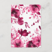 Roze Bloemen Aquarel Bruidsdouche Aangepaste QR Informatiekaartje (Achterkant)