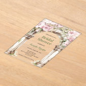 Roze bloemen arch beige helder Vrijgezellenfeest Acryl Uitnodigingen (Laagn)