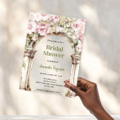 Roze bloemen arch beige helder Vrijgezellenfeest Acryl Uitnodigingen
