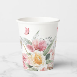 Roze Bloemen arrangementen pastel waterverf Papieren Bekers