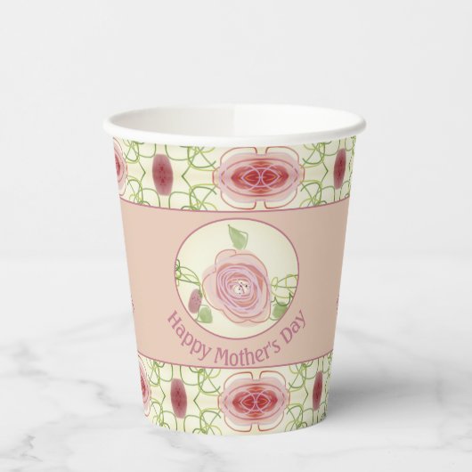 Roze Bloemen Artistiek Papieren Bekers (Links)