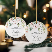 Roze Bloemen Baby Eerste Kerst Baby Keramisch Ornament