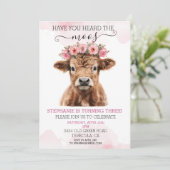 Roze Bloemen Baby Highland Koe Verjaardag Kaart (Staand voorkant)