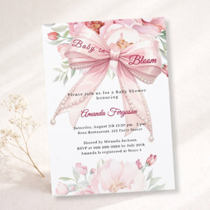 Roze bloemen baby in bloei meisje Baby Shower Kaart