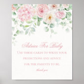 Roze Bloemen Baby in Bloom Advies voor Baby shower Poster (Voorkant)