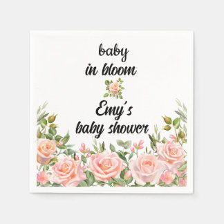 Roze Bloemen baby in Bloom Baby Girl Shower Servet