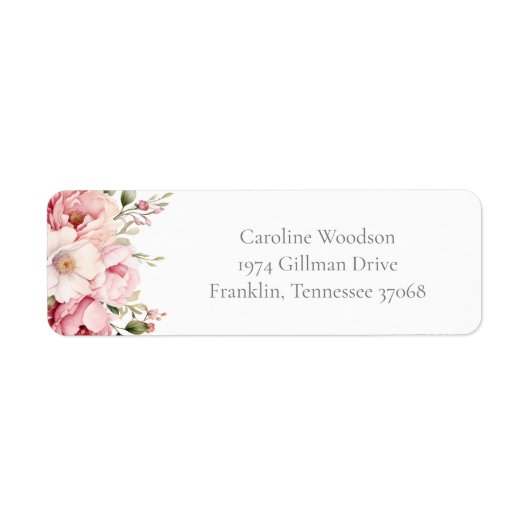 Roze Bloemen Baby in Bloom Baby shower Adres Etiket (Voorkant)