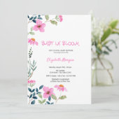 Roze Bloemen Baby in Bloom  Baby Shower Kaart (Staand voorkant)