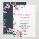 Roze Bloemen Baby in Bloom  Baby Shower Kaart (Voorkant / Achterkant)