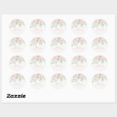 Roze Bloemen Baby in Bloom Baby shower Uitnodigen Ronde Sticker (Vel)