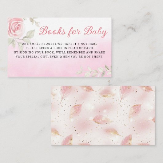 Roze Bloemen Baby in Bloom Boeken voor Baby shower Informatiekaartje (Voorkant / Achterkant)