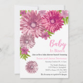 Roze Bloemen Baby in Bloom Brunch Douche Kaart (Voorkant)