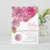 Roze Bloemen Baby in Bloom Brunch Douche Kaart (Staand voorkant)