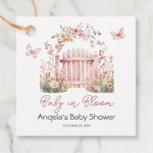 Roze Bloemen Baby in Bloom Butterfly Baby shower Bedankjes Labels