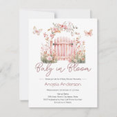Roze Bloemen Baby in Bloom Butterfly Baby shower Kaart (Voorkant)