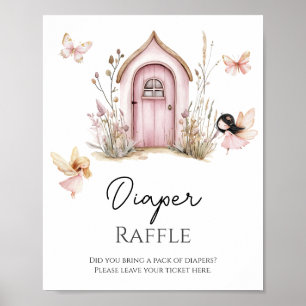Roze Bloemen Baby in Bloom Fairies Luier Raffle Poster