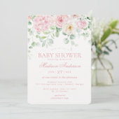 Roze Bloemen Baby in Bloom Hydrangea Baby shower Kaart (Staand voorkant)