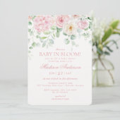 Roze Bloemen Baby in Bloom Hydrangea Baby shower Kaart (Staand voorkant)