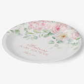 Roze Bloemen Baby in Bloom Hydrangea Baby shower Papieren Bordje (Gekanteld)